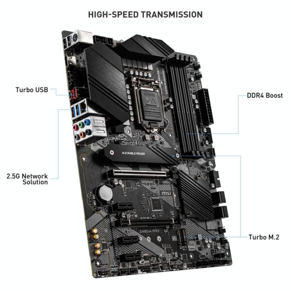 MSI Z490-A PRO ProSeries ATX Motherboard (10th Gen Intel Core, LGA 1200 Socket, DDR4, Dual M.2 Slots, USB 3.2 Gen 2, 2.5G LAN, DP/HDMI) (Renewed) - Image 4