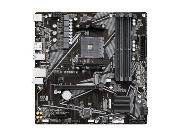 GIGABYTE B550M K (AM4/ AMD/ B550/ Micro-ATX/Dual M.2/ SATA 6Gb/s/USB 3.2 Gen 1/ Realtek GbE LAN/PCIe 4.0/ Motherboard) (Renewed) - Image 2