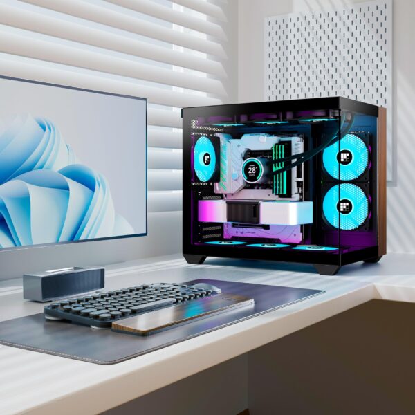 FOIFKIN PC Case -Walnut front panel, Pre-Installed 3 PWM ARGB Fan, ATX Mid-Tower Gaming PC Case, 270° Panoramic Glass, M3 Black - Image 8