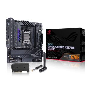 ASUS ROG Crosshair X670E Gene WiFi 6E Socket AM5(LGA 1718) Ryzen 7000 mATX Gaming Motherboard (16+2 Power Stages, PCIe® 5.0, DDR5,USB 3.2 Gen 2x2 Front-Panel, USB4® Ports, Wi-Fi 6E) (Renewed)