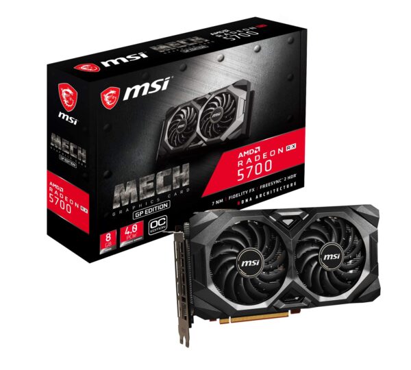 MSI Gaming Radeon RX 5700 Boost Clock: 1750 MHz 256-bit 8GB GDDR6 DP/HDMI Dual Torx 3.0 Fans Crossfire Navi AMD Radeon FreeSync Graphics Card (RX 5700 MECH GP OC) (Renewed)