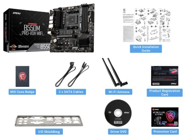 MSI B550M PRO-VDH WiFi ProSeries Gaming Motherboard (AMD AM4, DDR4, PCIe 4.0, SATA 6Gb/s, M.2, USB 3.2 Gen 1, Wi-Fi, D-SUB/HDMI/DP, Micro-ATX) (Renewed) - Image 6