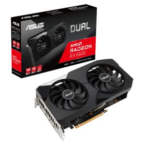 ASUS Dual AMD Radeon™ RX 6600 8GB GDDR6 Gaming Graphics Card (AMD RDNA™ 2, PCIe 4.0, 8GB GDDR6 memory, HDMI 2.1, DisplayPort 1.4a, Axial-tech fan design, 0dB technology) (Renewed)