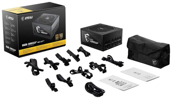 MSI MPG Series Power Supply (PSU): 850 Watt, Full Modular, 80 PLUS Gold Certified, 10 Year Warranty, A850GF (Renewed) - Image 7