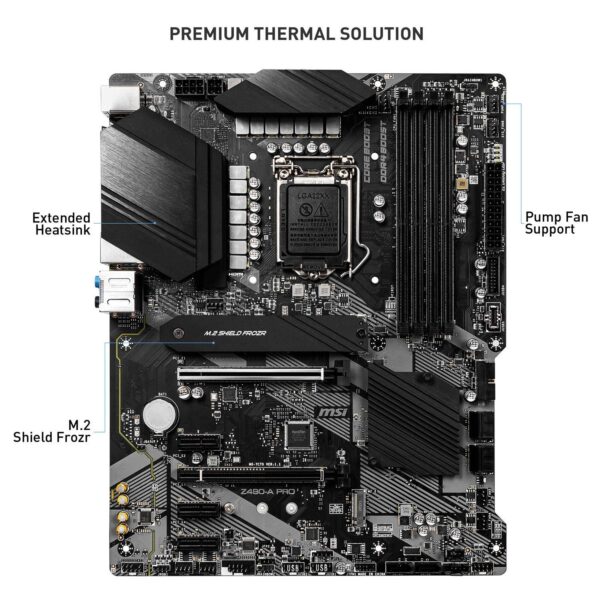 MSI Z490-A PRO ProSeries ATX Motherboard (10th Gen Intel Core, LGA 1200 Socket, DDR4, Dual M.2 Slots, USB 3.2 Gen 2, 2.5G LAN, DP/HDMI) (Renewed) - Image 3