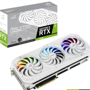 ASUS ROG Strix NVIDIA GeForce RTX 3090 White OC Edition Gaming Graphics Card (PCIe 4.0, 24GB GDDR6X, HDMI 2.1, DisplayPort 1.4a, Axial-tech Fan Design, 2.9-Slot, Super Alloy Power (Renewed)