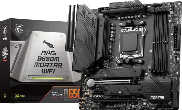 MSI MAG B650M Mortar WiFi Gaming Motherboard (AMD AM5, mATX, DDR5, PCIe 4.0, M.2, SATA 6Gb/s, USB 3.2 Gen 2, HDMI/DP, Wi-Fi 6E, AMD Ryzen 7000 Series Desktop Processors) (Renewed)