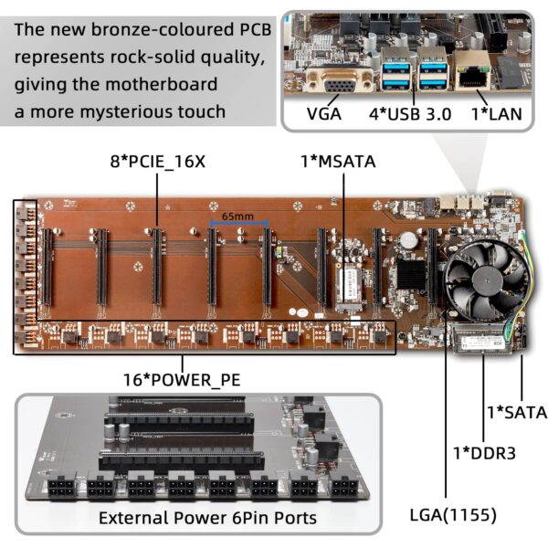 JWWYJ Ethereum Mining Rig System, Complete Crypto Miner with Windows10，Including 8gpu Mining Motherboard、2000w Power Supply、CPU、Ssd、Ram、PSU Computer Case Mining Machine（Without Gpu - Image 5