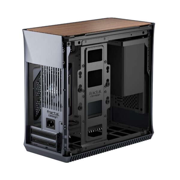 Fractal Design Era ITX Titanium Gray – Walnut Top Panel – Mini-ITX Computer Case – Small Form Factor – Water-Cooling Ready – USB Type-C - Aluminium - Image 6