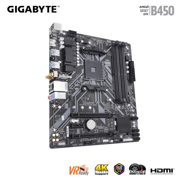 GIGABYTE B450M DS3H WiFi-Y1 (AM4//AMD/B450/mATX/SATA 6GB/s/USB 3.1/HDMI/Wifi/DDR4/Motherboard) (Renewed) - Image 4