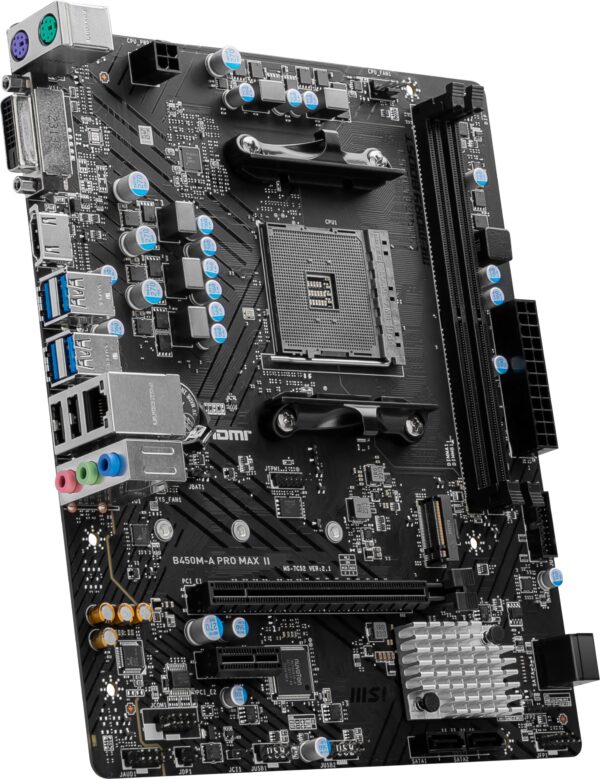 MSI B450M-A PRO MAX II ProSeries Motherboard (mATX, Supports AMD 5000/4000/3000/2000/1000 Series AM4 Processors, M.2, SATA 6G, USB 3.2 Gen 1, DDR4, HDMI/DVI, 2.5Gbps LAN) (Renewed), Black - Image 4