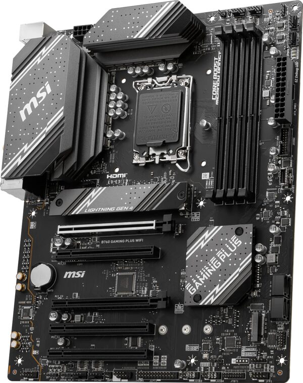 MSI B760 Gaming Plus WiFi Gaming Motherboard (Supports 12th/13th Gen Intel Processors, LGA 1700, DDR5, PCIe 4.0, M.2, 2.5Gbps LAN, USB 3.2 Gen2, Wi-Fi 6E, ATX) (Renewed) - Image 3