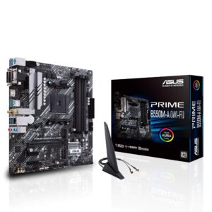 ASUS Prime B550M-A WiFi AMD AM4 Zen 3 Ryzen 5000 & 3rd Gen Ryzen Micro ATX Motherboard (PCIe 4.0, WiFi 6, 1Gb LAN, HDMI 2.1/D-Sub, 4K@60HZ, Addressable Gen 2 RGB Header and Aura Sync) (Renewed)