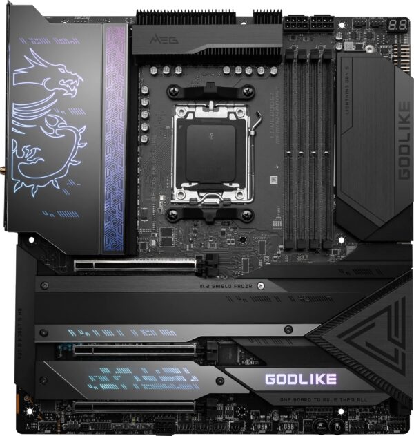 MSI MEG X670E GODLIKE Gaming Motherboard (AMD Ryzen 8000/7000, AM5, DDR5, PCIe 5.0, SATA 6Gb/s, M.2, USB 3.2 Gen 2, Wi-Fi 6E, HDMI/DP, 10Gbps Dual LAN, SLI, EATX) (Renewed) - Image 2