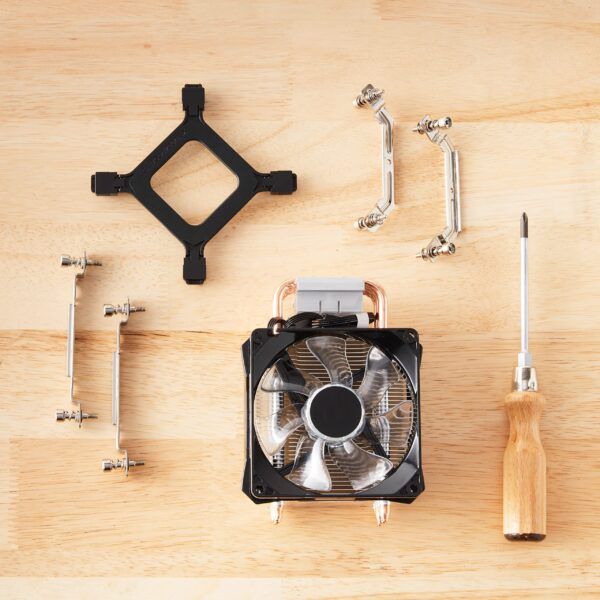 Amazon Basics Computer Cooling Fan with Cooler Master Technology, CPU Air Cooler, 4 Heat Pipes, RGB LED PWM, ‎4.02 X 3.28 X 4.96 Inch, Aluminum Fins - Image 2