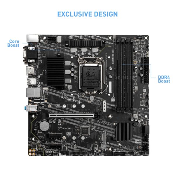 MSI B460M PRO-VDH mATX Motherboard (10th Gen Intel Core, LGA 1200 Socket, DDR4, Dual M.2 Slots, USB 3.2 Gen 1, Gigabit LAN, VGA/DVI-D/HDMI) (Renewed) - Image 3