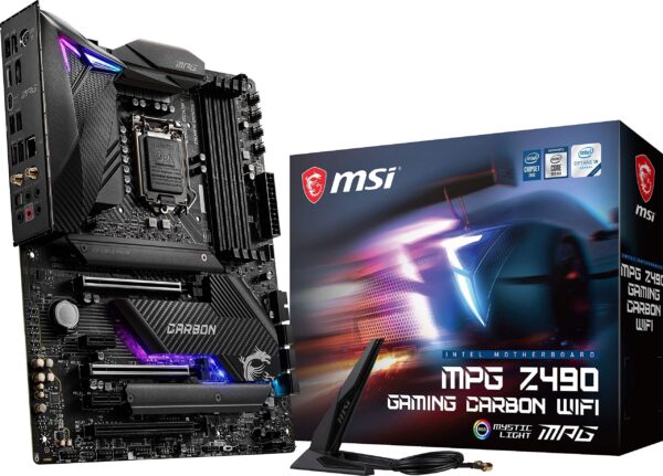 MSI MPG Z490 Gaming Carbon WiFi Gaming Motherboard (ATX, 10th Gen Intel Core, LGA 1200 Socket, DDR4, SLI/CF, Dual M.2 Slots, USB 3.2 Gen 2, Wi-Fi 6, DP/HDMI, Mystic Light RGB) (Renewed)