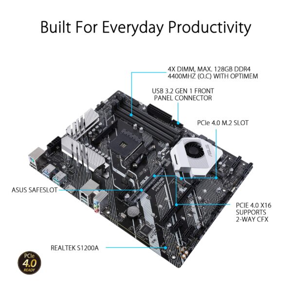 Asus Prime X570-P Ryzen 3 AM4 with PCIe Gen4, Dual M.2 HDMI, SATA 6GB/s USB 3.2 Gen 2 ATX Motherboard (Renewed) - Image 3