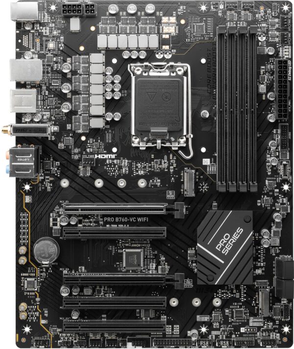 MSI PRO B760-VC WiFi ProSeries Motherboard (Supports 12th/13th Gen Intel Processors, LGA 1700, DDR5, PCIe 4.0, M.2, 2.5Gbps LAN, USB 3.2 Gen2, Wi-Fi 5, ATX) (Renewed) - Image 2