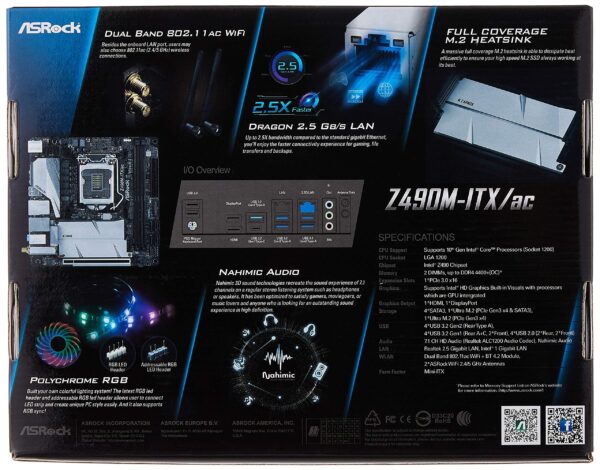 ASRock Z490M-ITX/ac Supports 10 th Gen Intel Core Processors (Socket 1200) Motherboard (Renewed) - Image 5