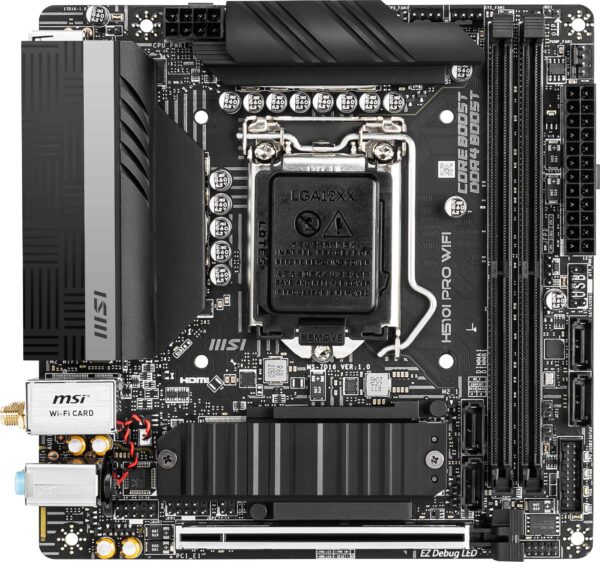 MSI H510I PRO WiFi ProSeries Motherboard (Mini-ITX, 11th/10th Gen Intel Core, LGA 1200 Socket, DDR4, PCIe 4, M.2 Slot, USB 3.2 Gen 2, 2.5G LAN, HDMI/DP, WiFi 6E) (Renewed) - Image 2