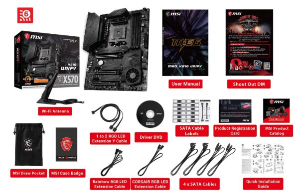 MSI Meg X570 Unify Motherboard (AMD AM4, DDR4, PCIe 4.0, SATA 6GB/s, M.2, USB 3.2 Gen 2, Ax Wi-Fi 6, Bluetooth 5, ATX) (Renewed) - Image 7