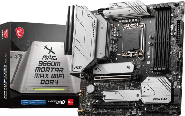 MSI MAG B660M Mortar MAX WiFi DDR4 Gaming Motherboard (mATX, 12th/13th Gen Intel Core, LGA 1700 Socket, DDR4, PCIe 4, 2.5G LAN, M.2 Slots, Wi-Fi 6E) (Renewed)