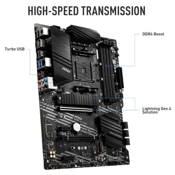 MSI B550-A PRO ProSeries Gaming PC Motherboard - AM4, DDR4, PCIe 4.0, SATA 6Gb/s, M.2, USB 3.2 Gen 2, HDMI/DP, ATX, AMD Computer Motherboards (Renewed) - Image 4