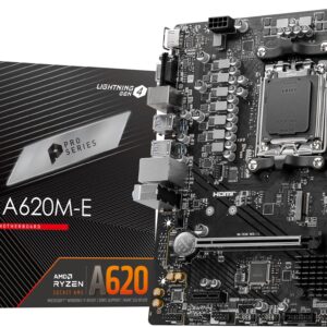 MSI PRO A620M-E ProSeries Motherboard (AMD 9000/8000/7000 Series Processors, AM5, DDR5, PCIe 4.0, SATA 6Gb/s, M.2, USB 3.2 Gen 1, DVI/HDMI, mATX) (Renewed)