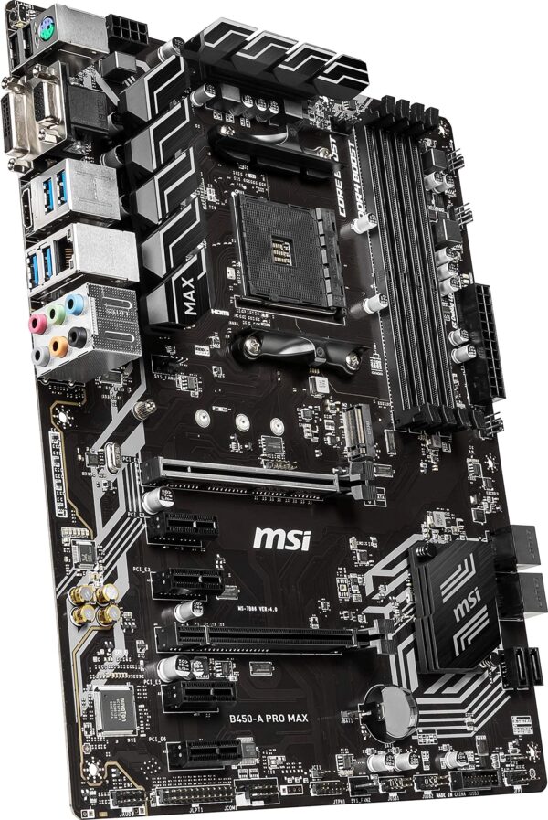 MSI B450M-A PRO MAX ProSeries Motherboard (ATX, 2ND and 3rd Gen, AM4, M.2, USB 3, DDR4, DVI HDMI, Crossfire) (Renewed) - Image 5