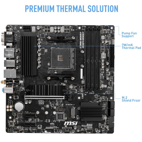 MSI B550M PRO-VDH WiFi ProSeries Gaming Motherboard (AMD AM4, DDR4, PCIe 4.0, SATA 6Gb/s, M.2, USB 3.2 Gen 1, Wi-Fi, D-SUB/HDMI/DP, Micro-ATX) (Renewed) - Image 2
