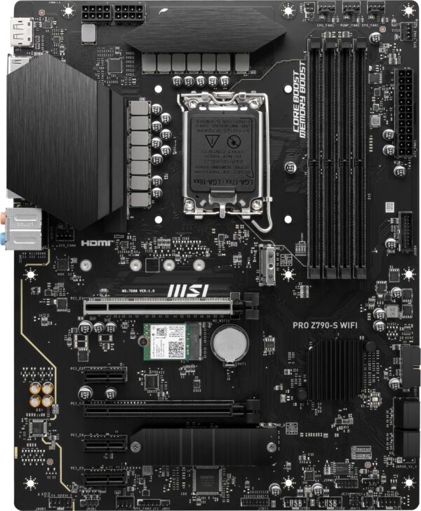 MSI PRO Z790-S WiFi ProSeries Motherboard (Supports 12th/13th Gen Intel Processors, LGA 1700, DDR5, PCIe 5.0, M.2, 2.5Gbps LAN, USB 3.2 Gen2, Wi-Fi 6E, ATX) (Renewed) - Image 2