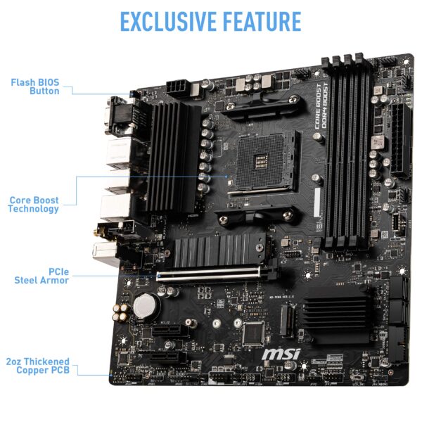 MSI B550M PRO-VDH WiFi ProSeries Gaming Motherboard (AMD AM4, DDR4, PCIe 4.0, SATA 6Gb/s, M.2, USB 3.2 Gen 1, Wi-Fi, D-SUB/HDMI/DP, Micro-ATX) (Renewed) - Image 3