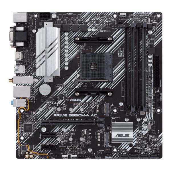 ASUS Prime B550M-A AC AMD AM4 (3rd Gen Ryzen™) Micro ATX Motherboard (PCIe 4.0, WiFi, ECC Memory, 1Gb LAN, HDMI 2.1/D-Sub, 4K@60HZ, Addressable Gen 2 RGB Header and Aura Sync) (Renewed) - Image 2