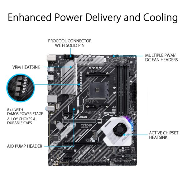 Asus Prime X570-P Ryzen 3 AM4 with PCIe Gen4, Dual M.2 HDMI, SATA 6GB/s USB 3.2 Gen 2 ATX Motherboard (Renewed) - Image 2