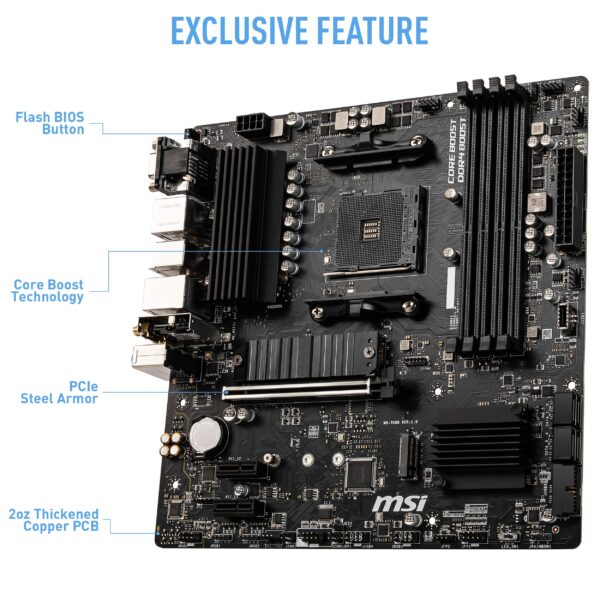 MSI AMD B550M PRO-VDH WiFi Socket AM4 Micro ATX DDR4-SDRAM Motherboard (Renewed) - Image 4