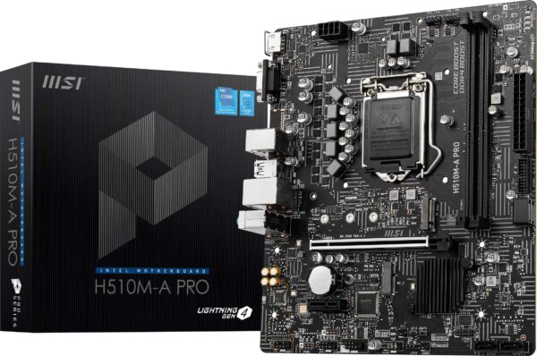 MSI H510M-A PRO ProSeries Motherboard (mATX, 11th/10th Gen Intel Core, LGA 1200 Socket, DDR4, PCIe 4, M.2 Slot, USB 3.2 Gen 1, 2.5G LAN, D-SUB/HDMI) (Renewed)