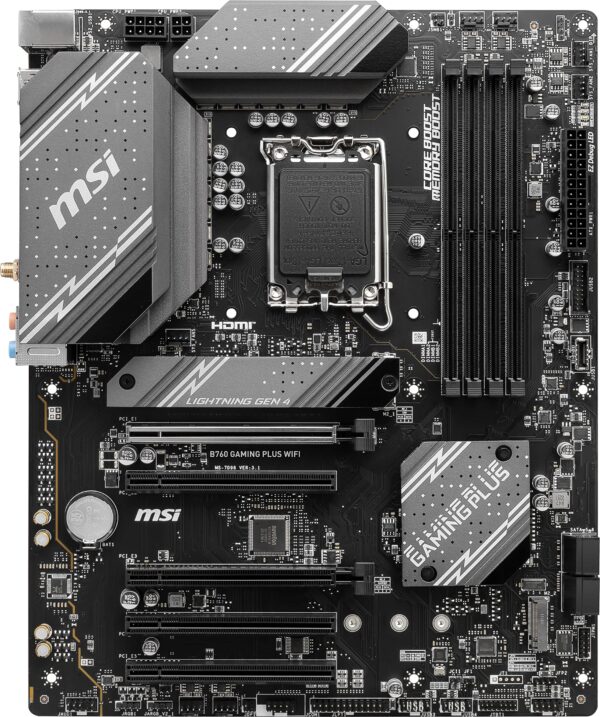 MSI B760 Gaming Plus WiFi Gaming Motherboard (Supports 12th/13th Gen Intel Processors, LGA 1700, DDR5, PCIe 4.0, M.2, 2.5Gbps LAN, USB 3.2 Gen2, Wi-Fi 6E, ATX) (Renewed) - Image 2