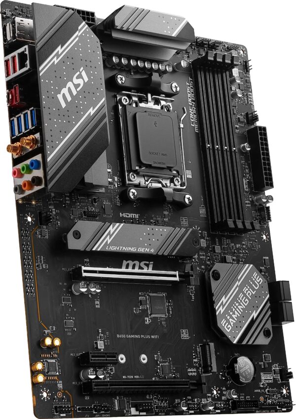MSI B650 Gaming Plus WiFi Gaming Motherboard (AMD AM5, ATX, DDR5, PCIe 4.0, M.2, SATA 6Gb/s, USB 3.2 Gen 2, HDMI/DP, Wi-Fi 6E, Bluetooth 5.3, AMD Ryzen 7000 Series Desktop Processors) (Renewed) - Image 4