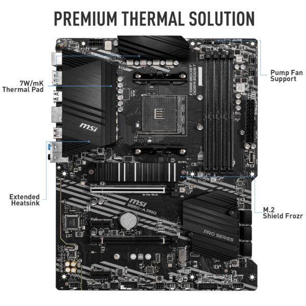 MSI B550-A PRO ProSeries Gaming PC Motherboard - AM4, DDR4, PCIe 4.0, SATA 6Gb/s, M.2, USB 3.2 Gen 2, HDMI/DP, ATX, AMD Computer Motherboards (Renewed) - Image 2