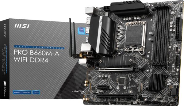 MSI PRO B660M-A WiFi DDR4 Motherboard (mATX, 12th Gen Intel Core, LGA 1700 Socket, DDR4, PCIe 4, 2.5G LAN, M.2 Slots, Wi-Fi 6) (Renewed)