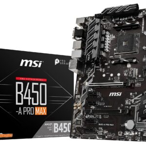 MSI B450M-A PRO MAX ProSeries Motherboard (ATX, 2ND and 3rd Gen, AM4, M.2, USB 3, DDR4, DVI HDMI, Crossfire) (Renewed)