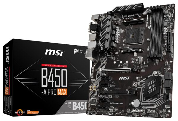 MSI B450M-A PRO MAX ProSeries Motherboard (ATX, 2ND and 3rd Gen, AM4, M.2, USB 3, DDR4, DVI HDMI, Crossfire) (Renewed)