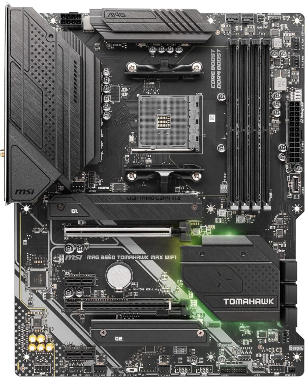 MSI MAG B550 Tomahawk MAX WiFi AMD Gaming Motherboards (AMD AM4, DDR4, PCIe 4.0, SATA 6Gb/s, M.2, USB 3.2 Gen 2, HDMI/DP, ATX, Wi-Fi 6E, AMD Ryzen 5000 Series Processors) (Renewed) - Image 2