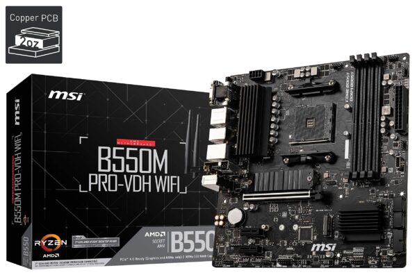 MSI AMD B550M PRO-VDH WiFi Socket AM4 Micro ATX DDR4-SDRAM Motherboard (Renewed) - Image 2