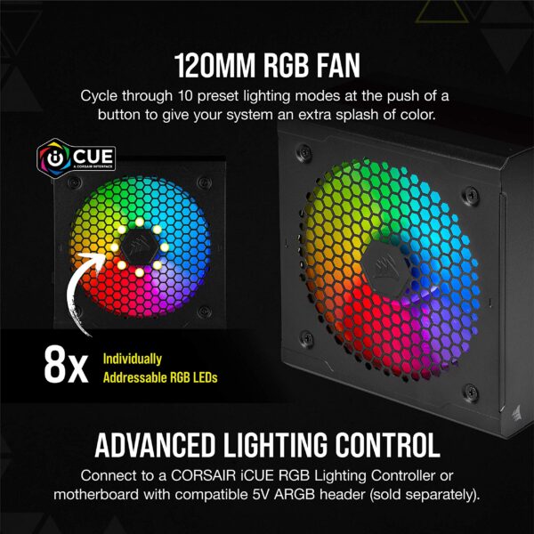 Corsair CX550F RGB, 550 Watt, 80 PLUS Bronze, Fully Modular RGB Power Supply (Renewed) - Image 4