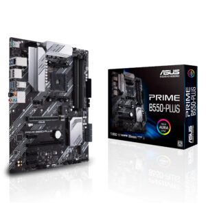ASUS Prime B550-PLUS AMD AM4 Zen 3 Ryzen 5000 & 3rd Gen Ryzen ATX Motherboard (PCIe 4.0, ECC Memory, 1Gb LAN, HDMI 2.1, DisPlayPort 1.2 (4K@60HZ), Addressable Gen 2 RGB Header and Aura Sync) (Renewed)