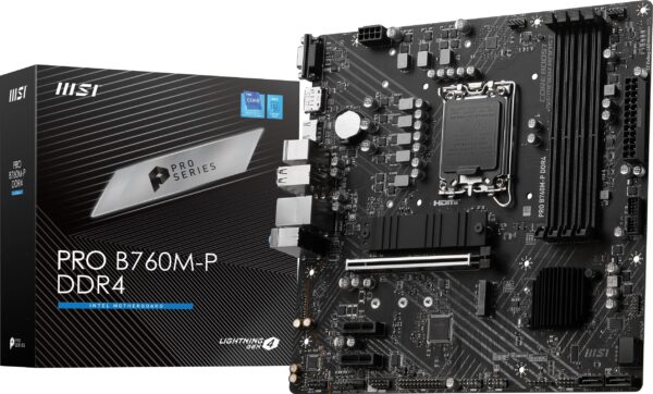 MSI PRO B760M-P DDR4 ProSeries Motherboard (Supports 12th/13th/14th Gen Intel Processors, LGA 1700, DDR4, PCIe 4.0, M.2, USB 3.2 Gen2, HDMI/DP, mATX) (Renewed)