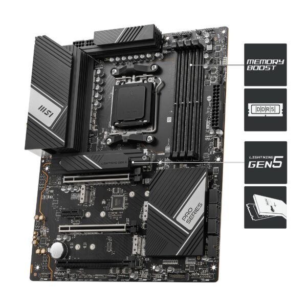 MSI PRO X670-P WiFi ProSeries Motherboard (AMD AM5, DDR5, PCIe 4.0, SATA 6Gb/s, M.2, USB 3.2 Gen 2, Wi-Fi 6E, HDMI/DP, ATX) (Renewed) - Image 3