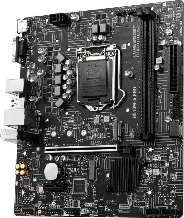 MSI H510M-A PRO ProSeries Motherboard (mATX, 11th/10th Gen Intel Core, LGA 1200 Socket, DDR4, PCIe 4, M.2 Slot, USB 3.2 Gen 1, 2.5G LAN, D-SUB/HDMI) (Renewed) - Image 4